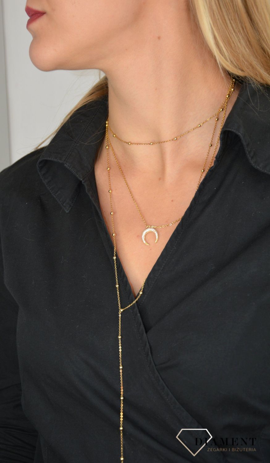 Srebrny naszyjnik potrójny pozłacany księżyc DIA-NSZ-0068-925.jpg